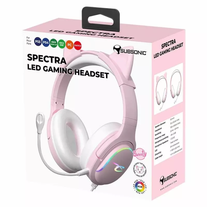 Headset Subsonic Spectra LED Gaming Headset Sweety Pink