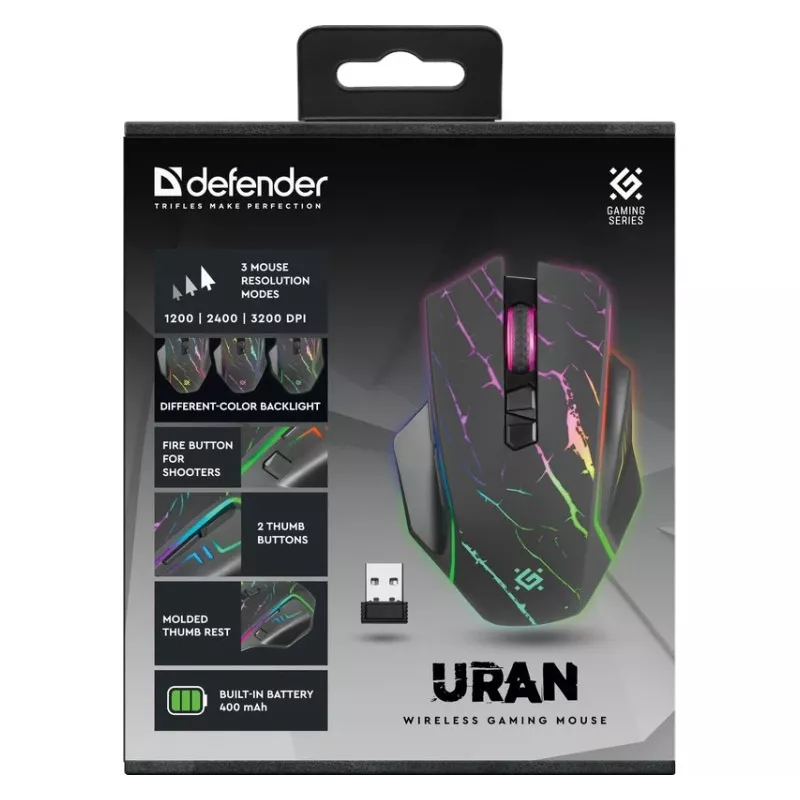 MOUSE DEFENDER GM-503 URAN OPTIC RF RGB 3200dpi 8P