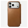 Mobile phone folio Nomad Modern Leather Folio cover for iPhone 17 Pro Max — Tan, fits up to 17.5 cm (6.9 inch) screen, 4 card pockets