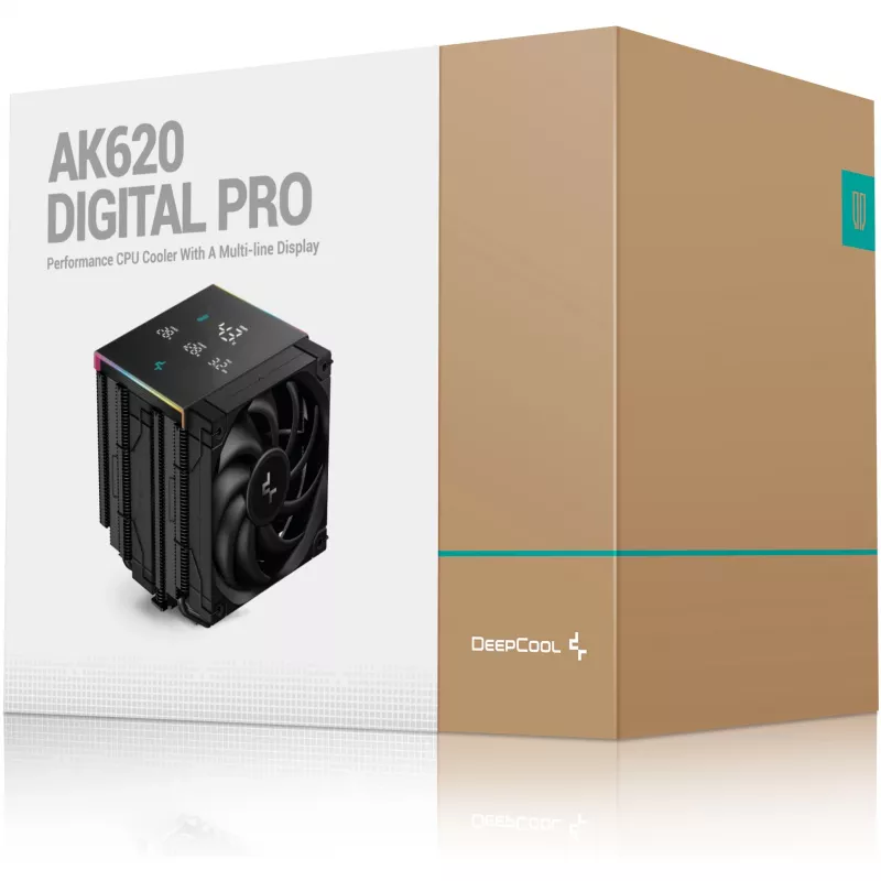 Air cooler DeepCool AK620 Digital PRO — 120 mm fan, 1750 RPM, 25 dB, 12 V, suitable for LGA1700/AM5, black