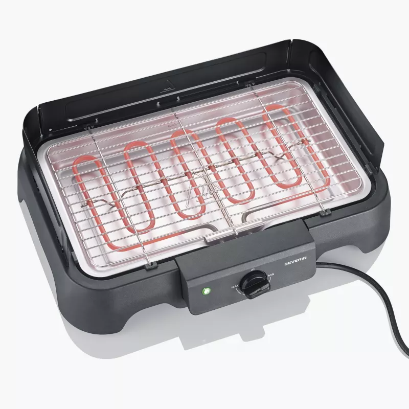 SEVERIN tabletop electric grill PG 8593, 2000 W, rectangular grate, black