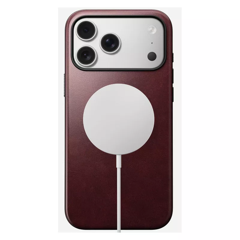 Leather cover case Nomad Modern for iPhone 17 Pro Max (6.9 inch) — Burgundy, leather+TPU+PC