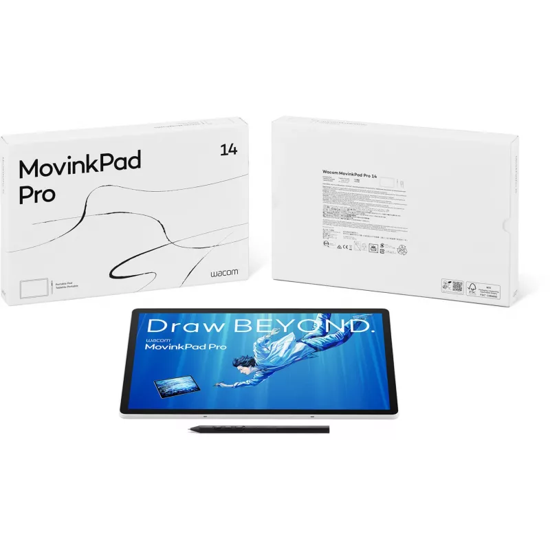 Wacom MovinkPad Pro 14, Wired and Wireless, 5080 lpi, 302 x 189 mm, USB/Bluetooth, 1 cm, pin