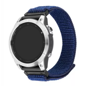 Replacement Sporty Strap FIXED for Garmin QuickFit 22 mm — Dark Blue Nylon, 160–210 mm