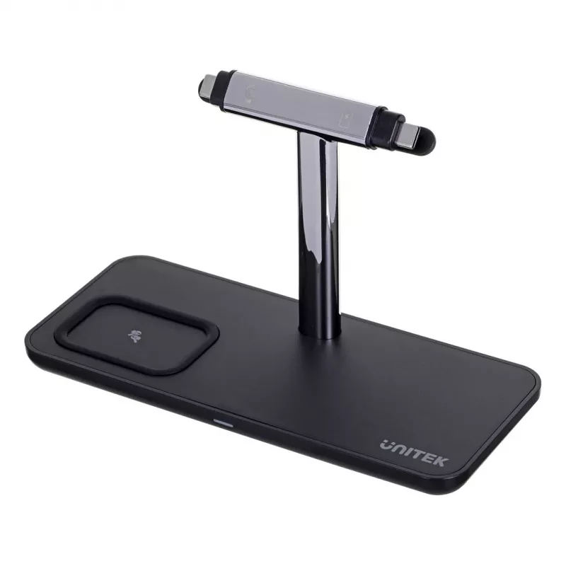 Freestanding Charging Station UNITEK P1212A 15W Wireless ABS Black Silver