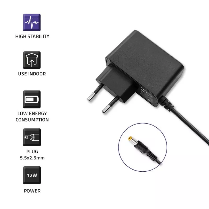 Power Adapter Qoltec 52401 12W Indoor Black for POS Printer
