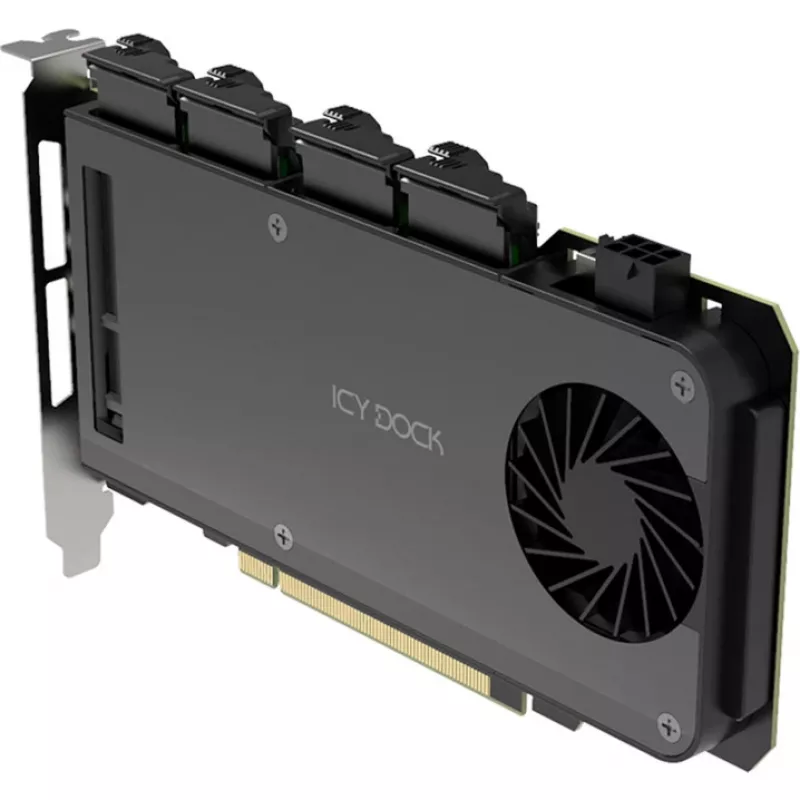 Adapter card 4 x M.2 NVMe SSD mobile rack, icy dock MB204MP-B