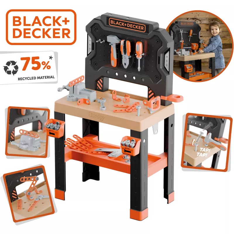 Children's play workbench SMOBY Black & Decker Model 2025 with tools and accessories
