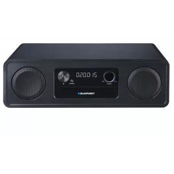 Micro Hi‑Fi system BLAUPUNKT MS20BK — CD/MP3/WMA, Bluetooth 5.0, FM, USB, MicroSD, 2×20W RMS, AUX, RCA, LED display, 100–240V, black
