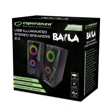 Loudspeaker ESPERANZA BAILA 6 W wired floor speaker, 6 W RMS, 160–20000 Hz, 3 Ω, USB & 3.5 mm, pair