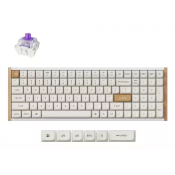 Mechanical keyboard Keychron K4 HE 96% QWERTY — USB, RF Wireless & Bluetooth, 100 keys, RGB, White/Wood