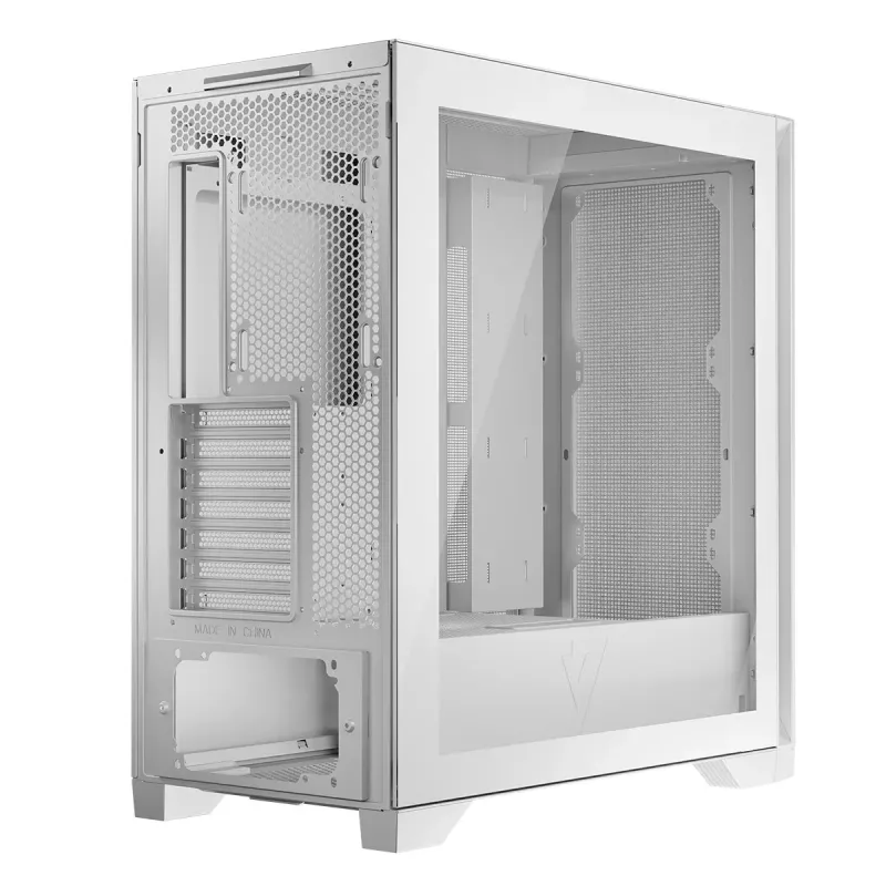 PC Case MODECOM VOLCANO EXPANSE S MIDI Tower — White, microATX, tempered glass, USB-C, supports GPU 430 mm