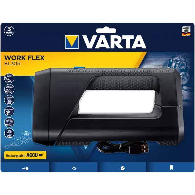 Hand flashlight Varta Work Flex Black LED 600 lm IPX4 2600 mAh