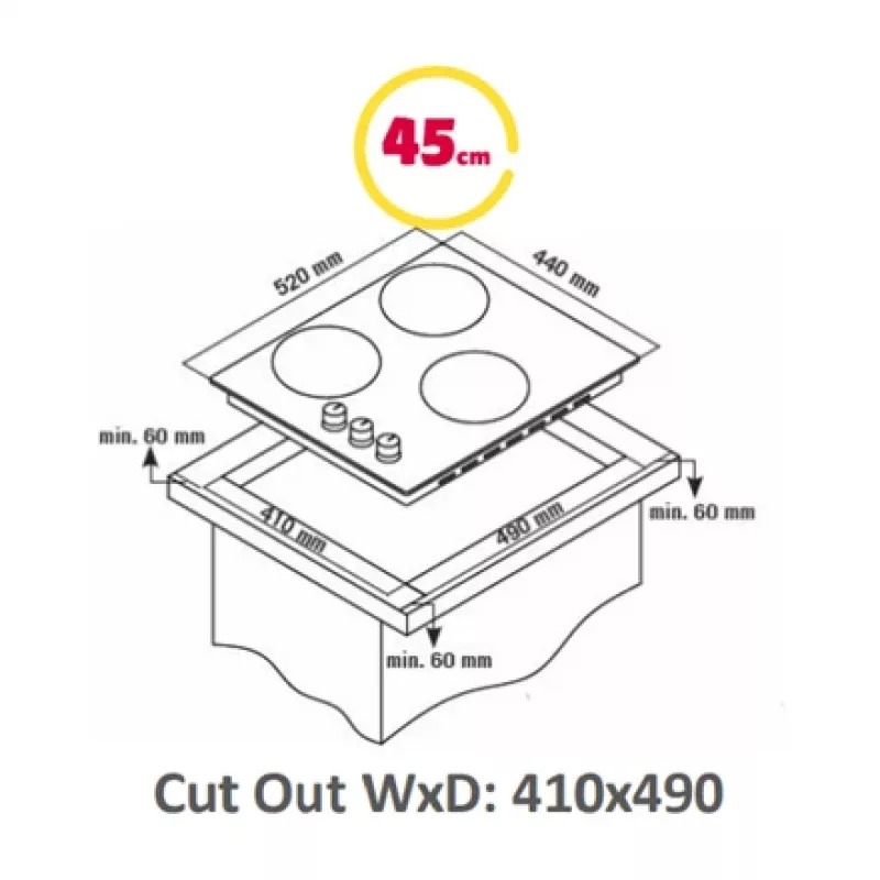 Built-in Hob Simfer H4.030.DECSP, 3 zones, touch control