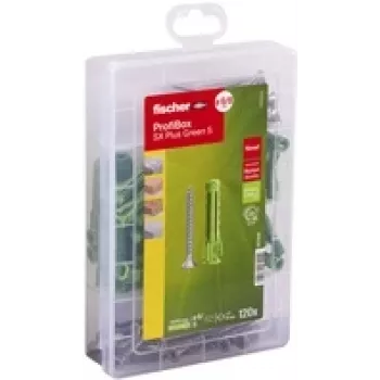 fischer ProfiBox - SX Plus Green S Wall Plug- and Screws-assortment O 4.5/5/6/8 mm x 30/40/55 (567898)
