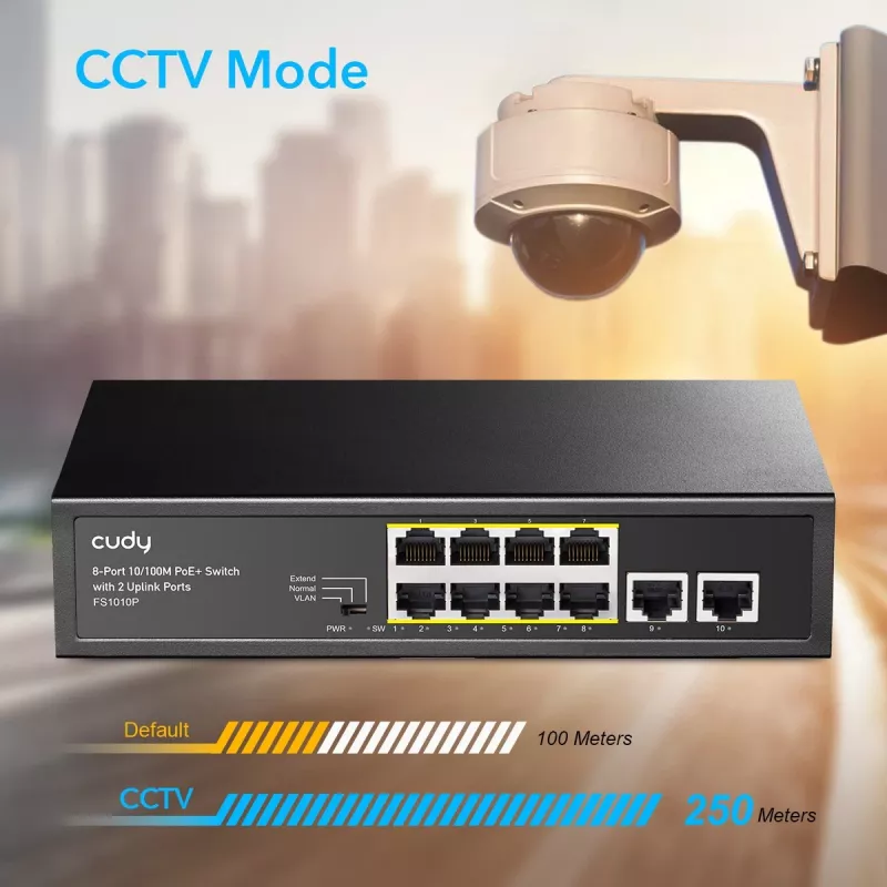 Cudy FS1010P network switch Fast Ethernet (10/100) Power over Ethernet (PoE) Black