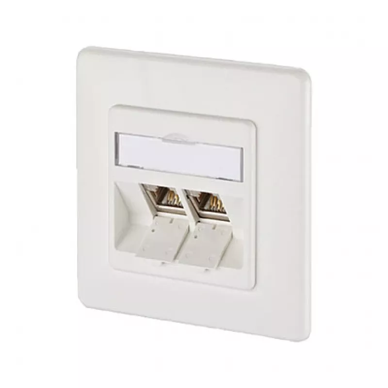 METZ CONNECT BTR E-DAT Module 8/8(8) UP - Connection Socket, Flush-Mount - RJ-45 X 2 - Pure White, RAL 9010 (1309121002-E)