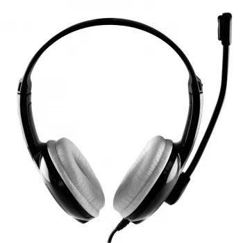 Headphones MEDIA-TECH MT3573 wired binaural foldable with boom mic, 1.9 m cable, USB, black