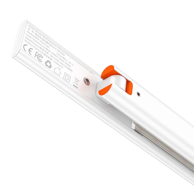 Desk lamp Baseus Smart Eye Folding Rechargeable White — foldable LED desk lamp, rechargeable battery, adjustable arm and head