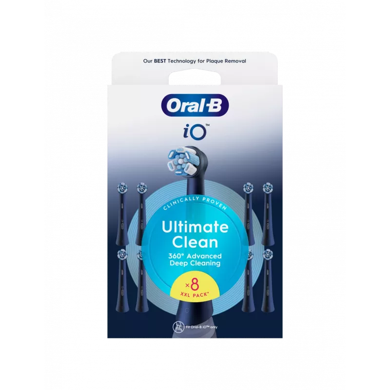 Oral-B iO Ultimate Clean replacement toothbrush heads, black, 8 pcs
