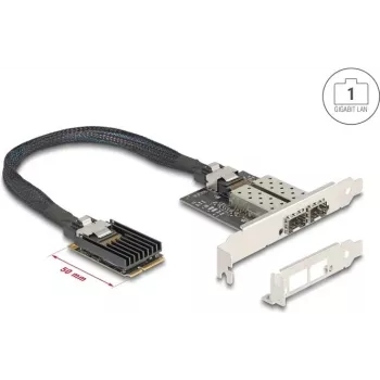 Network adapter DELOCK Mini PCIe I/O 95281 with 2× SFP Gigabit LAN