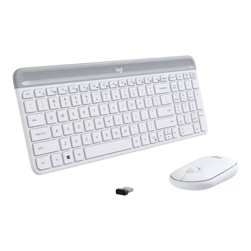 Logitech Slim Wireless Combo MK470 - Keyboard-and-Mouse-Set - Wireless - 2.4 GHz - Spanish - Off-White (920-009199)