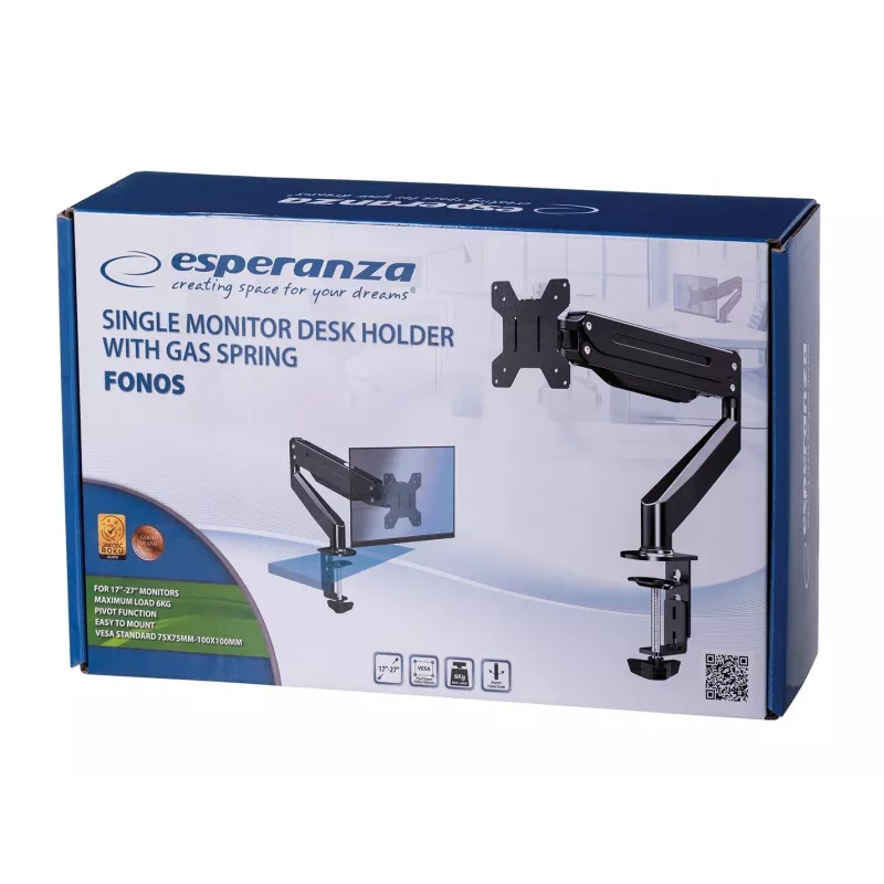 Esperanza ERW019 monitor mount / stand 68.6 cm (27) Desk Black