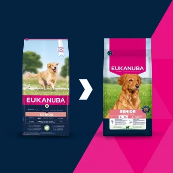 Dry dog food EUKANUBA Senior Large Lamb and Rice 12 kg — for large senior dogs, 24% protein, 12% fat