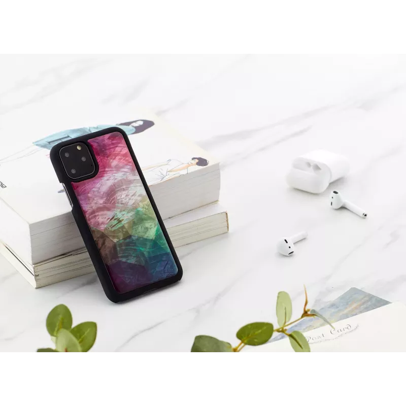 Protective smartphone case iKins for iPhone 11 Pro with water flower design, black