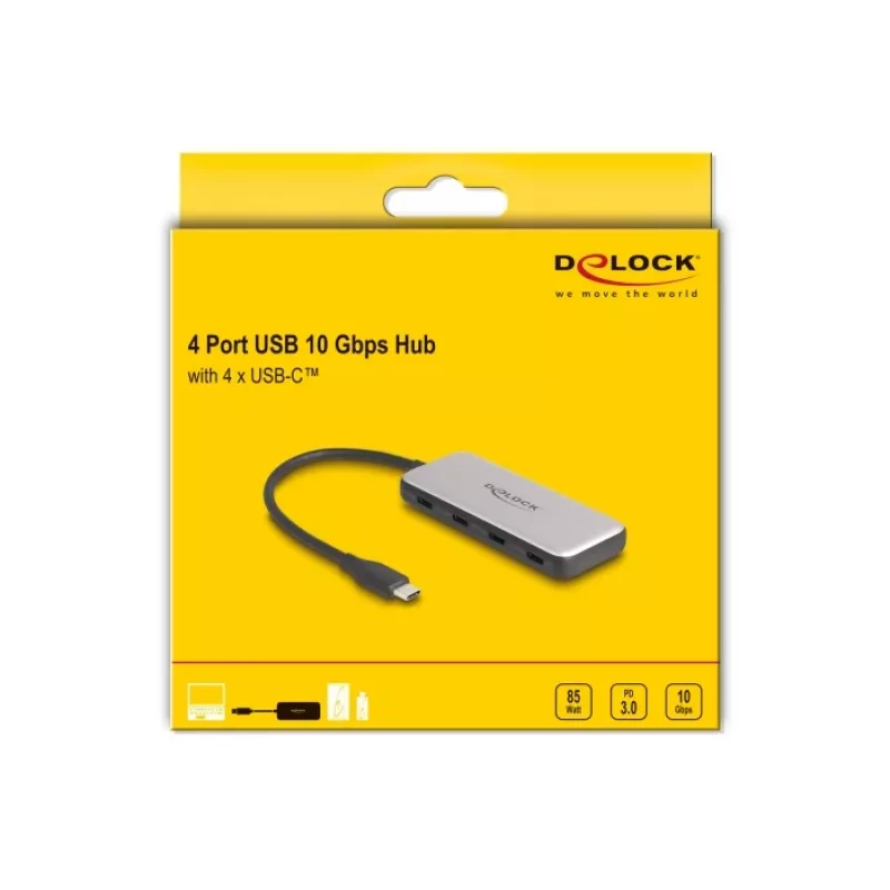 DeLOCK 64261 USB 3.2 Gen 1 Type-C Hub 10000 Mbit/s Black Grey