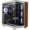 View 380 XL WS ARGB , Tower-Enclosure Light Green/Wood, Tempered Glass x 2, Wood Texture