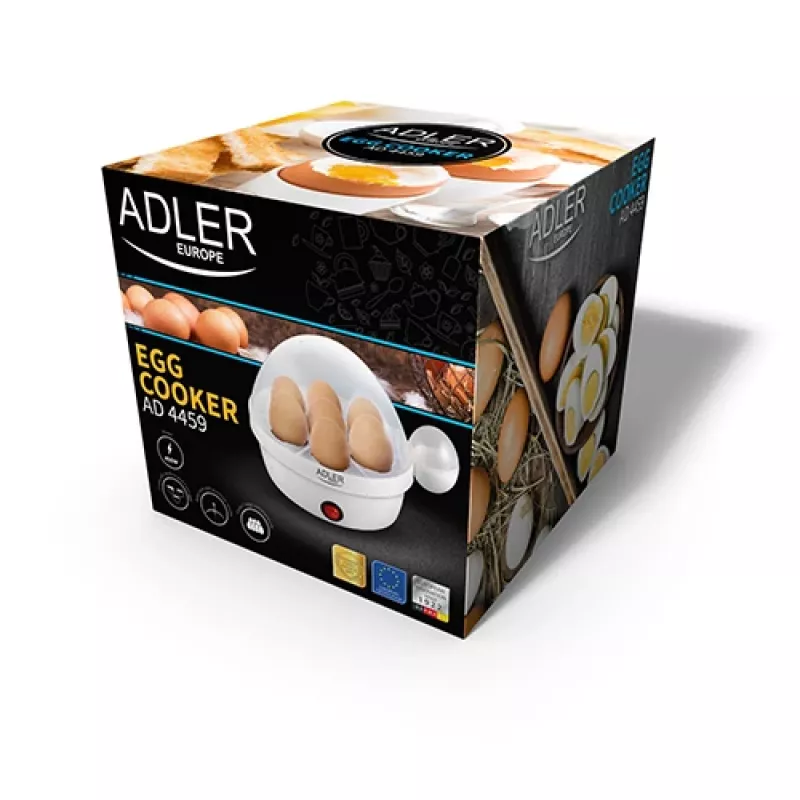 Egg cooker Adler AD 4459 — 7-egg capacity, 450 W, white, button control, ready alarm