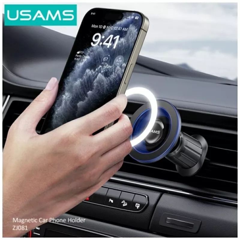 Magnetic car phone holder usams ZJ081 — magnetic mount for smartphones, compact design, easy installation
