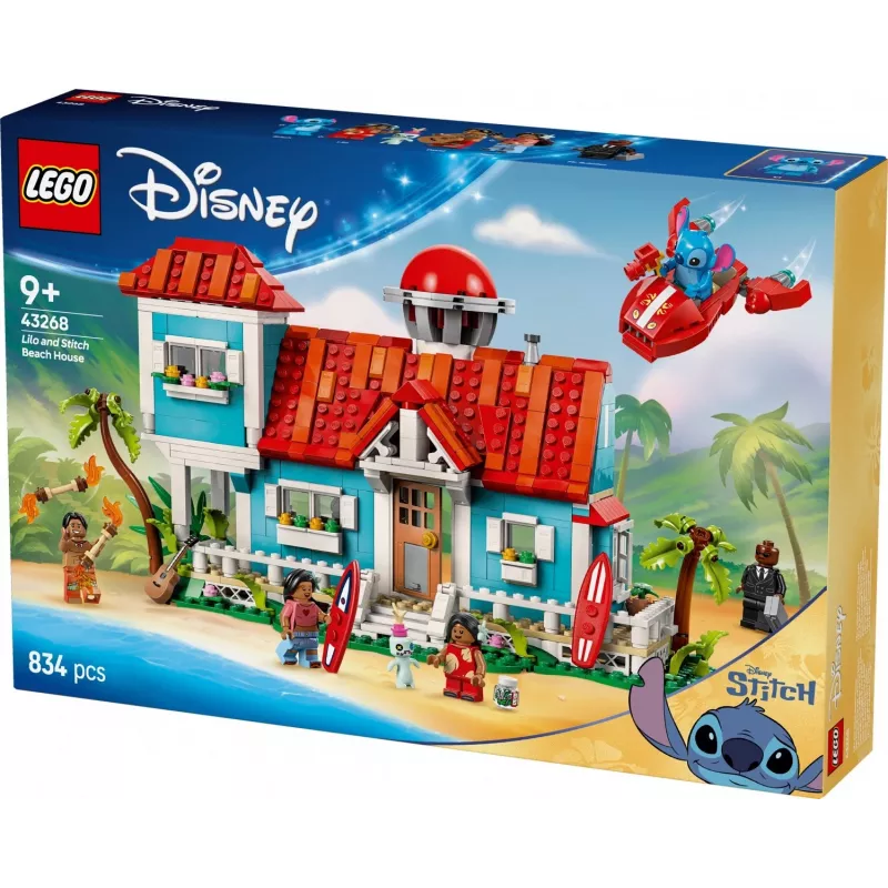LEGO set Disney 43268 Beach House — modular house build, 834 pieces, 5 minifigures, age 9+