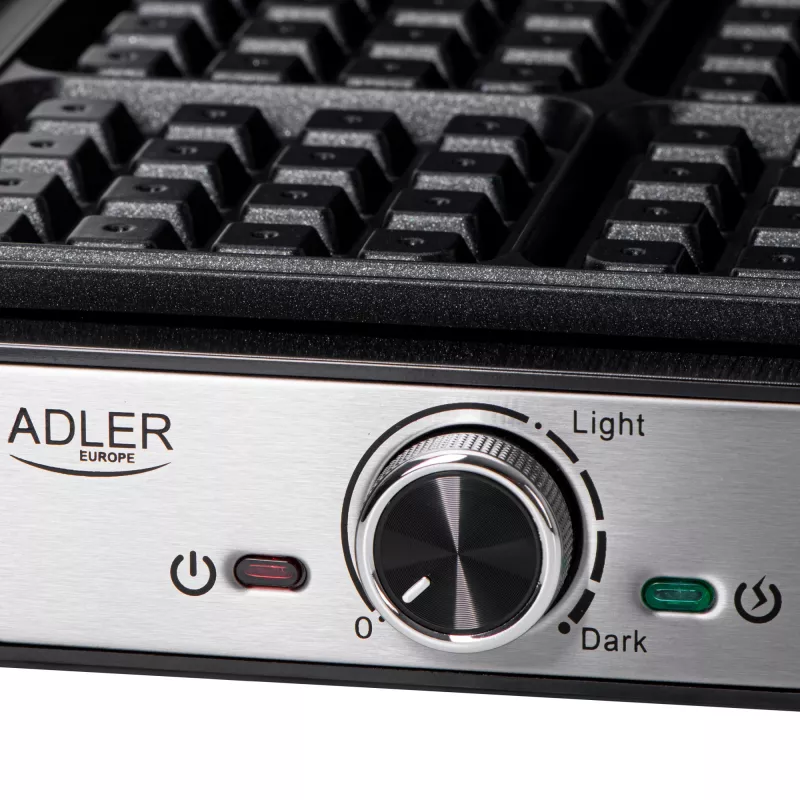 Waffle iron Adler AD 3083 — 4 square waffles 10×10 cm, 1200 W, adjustable temperature, non‑stick, cool‑touch handles