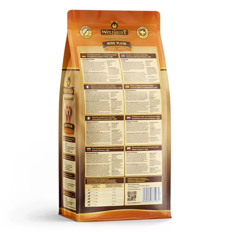 WOLFSBLUT Wide Plain Light Horse with sweet potatoes - dry dog food - 2kg