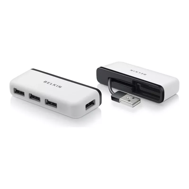 Belkin USB 2.0 4-Port Travel Hub, Silver, F4U021bt