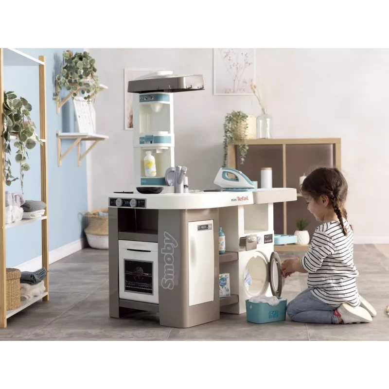 Smoby 311050 toy kitchen with laundry area and accessories