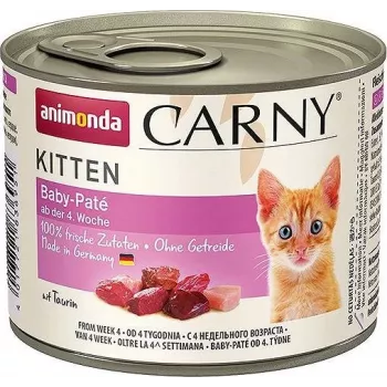 Wet cat food animonda Carny Baby Paté 200 g — beef & chicken, grain-free, kitten formula, easy-open can