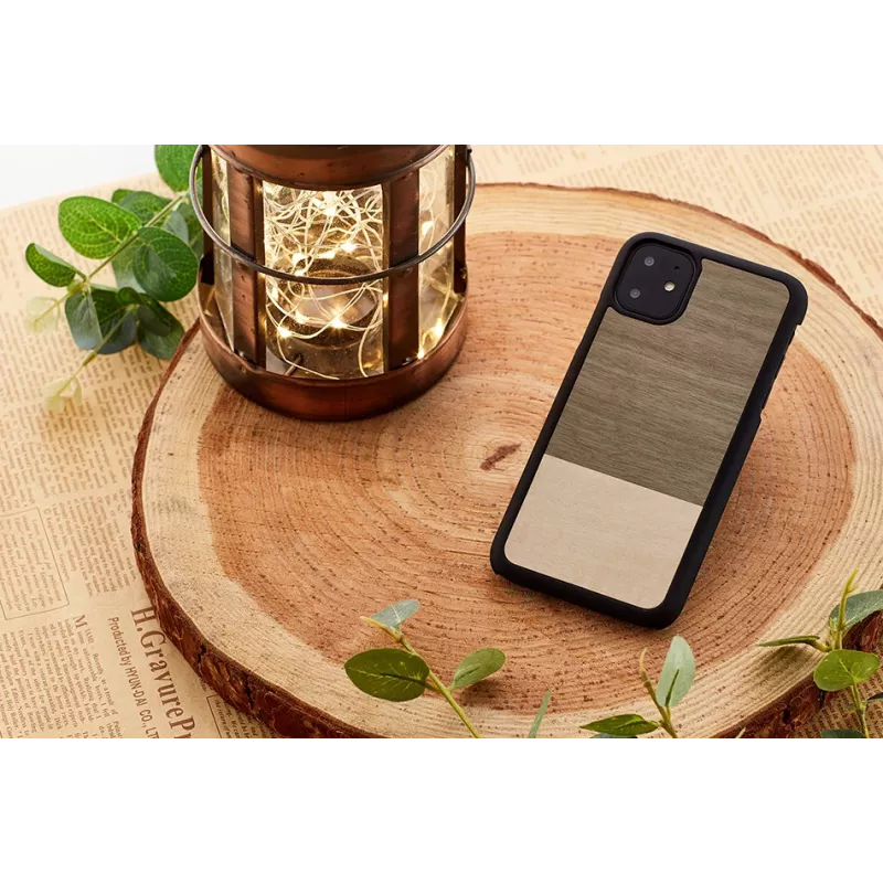 Smartphone case man and wood for iPhone 11 — black, protective cover