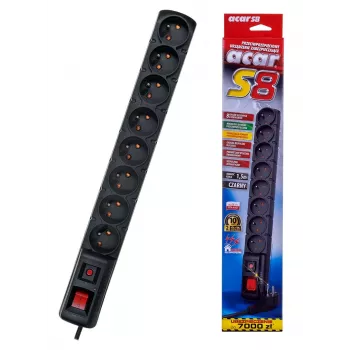 power strip with switch : 8 outlets, cable of 1,5 M, black