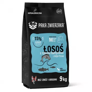 Dry dog food PAKA ZWIERZAKA Salmon with Baltic Fish M 9 kg — adult, grain-free, for medium and large breeds