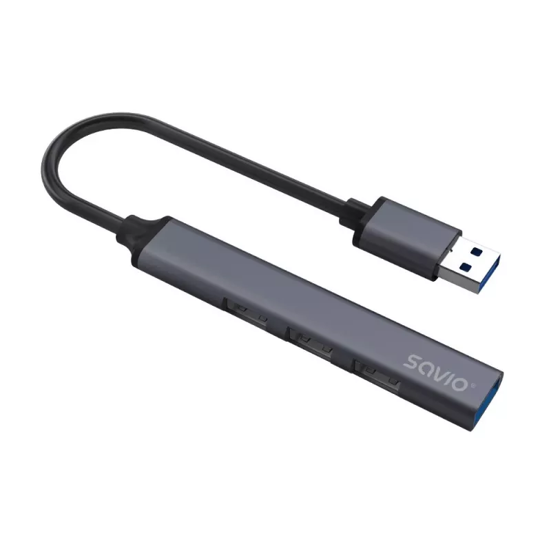 USB hub SAVIO AK-70, 7-port USB 3.0, 4 usable ports, USB Type-A host, 5 Gbit/s transfer, warranty 2 years