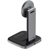 SATECHI 3-in-1 Foldable Qi2 Wireless Charging Stand (Space Gray) with Type A,C,G plugs