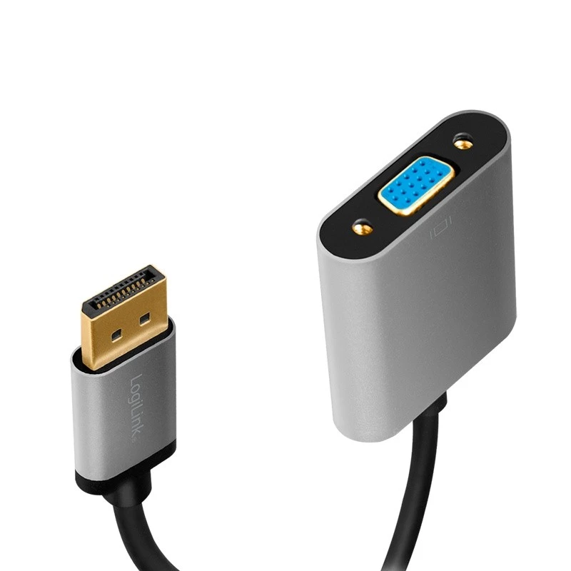 LogiLink CDA0109 Cable Gender Changer DisplayPort to VGA 0.15m Black Grey