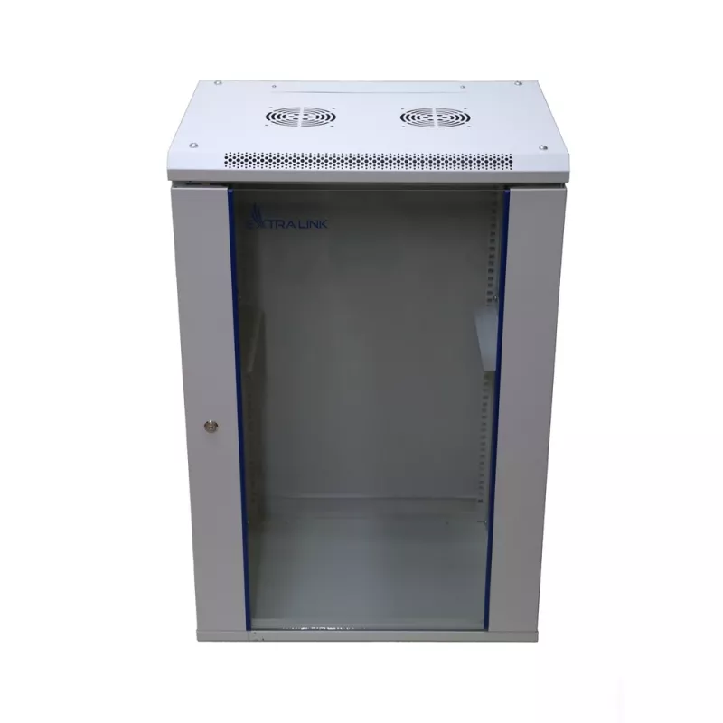 Wall mounted rack Extralink Rackmount cabinet 18U 600x600 Grey key lock