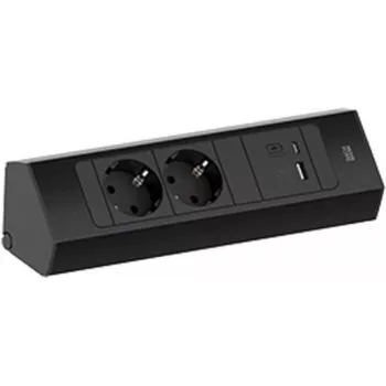 Power strip Bachmann CASIA 2 with 2x CEE7/3 sockets and 1x USB A/C 22W