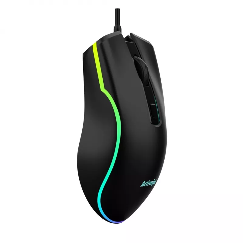 Wired heated gaming mouse ActiveJet AMY-W390 — ambidextrous, optical 2000 DPI, USB Type-A, 4 buttons, black
