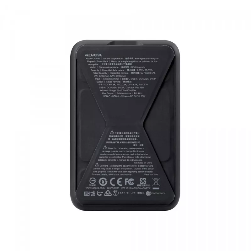ADATA PR100-12BK power bank Lithium Polymer (LiPo) 10000 mAh Wireless charging Black