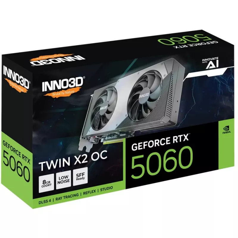 Video Card Inno3D GeForce RTX 5060 8GB GDDR7 PCIe 5.0, 2527 MHz boost, 128-bit, 2-slot, 3x DP 2.1b + 1x HDMI 2.1b